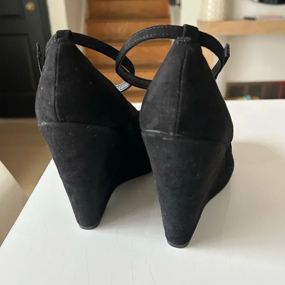 Torrid Black Lace Ankle Strap Platform Wedge Shoes 8 1/2 W Wide - Picture 4 of 10